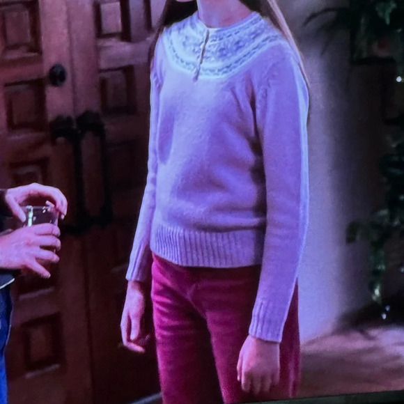 Vintage 80s light pink wool pearl buttons fair isle Eddie Bauer sweater Medium - Picture 10 of 10